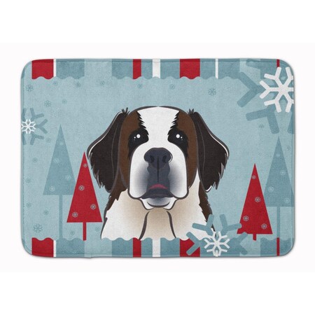 Carolines Treasures Winter Holiday Saint Bernard Machine Washable Memory Foam Mat BB1742RUG
